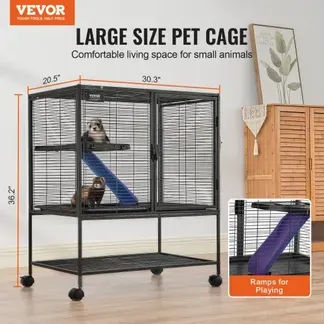 VEVOR 36″ rollender Frettchenkäfig aus Metall, großer 2-stöckiger Critter Nation-Käfig, Kleintierkäfig mit Rampen und Tablett, einfach aufzubauen für Hausratten, Hamster, Meerschweinchen, Chinchillas, Eichhörnchen, Igel, Hasen VEVOR 36″ rollender Frettchenkäfig aus Metall, großer 2-stöckiger Critter Nation-Käfig, Kleintierkäfig mit Rampen und Tablett, einfach aufzubauen für Hausratten, Hamster, Meerschweinchen, Chinchillas, Eichhörnchen, Igel, Hasen