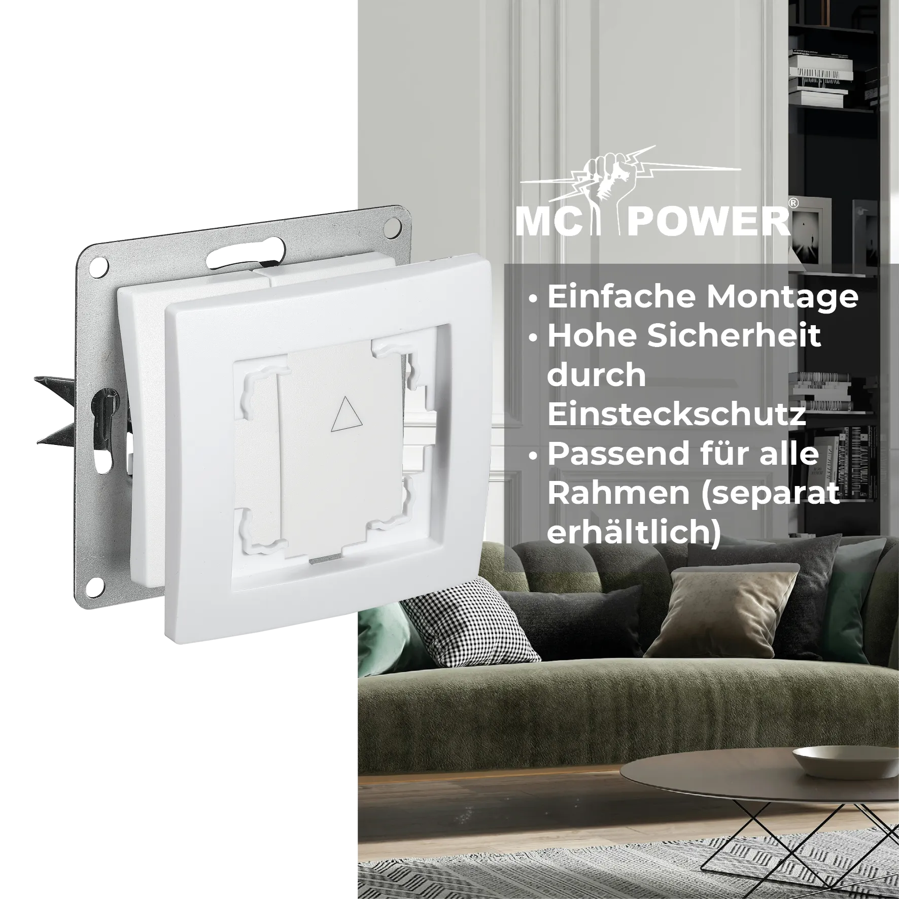 Jalousie-Taster McPower ''Flair'', Hoch und Runter, 250V~/10A, UP, weiß – Bild 4