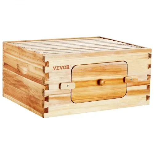 VEVOR Bienenstock-Starterset mit tiefer Box, 100 % mit Bienenwachs beschichtetes natürliches Tannenholz, Zander Beute mit 10 Rahmen und Fundamenten, transparente Bienenfenster aus Acryl – Bild 8
