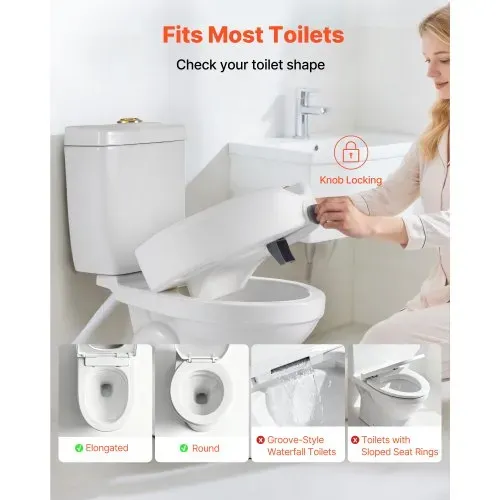 VEVOR Toilettensitzerhöhung Toilettenerhöhung (158 kg Tragkraft) 127 mm Hubhöhe, erhöhter Toilettensitz mit vergrößerter Öffnung für ältere Menschen Senioren, längliche & runde Schüsseln – Bild 2