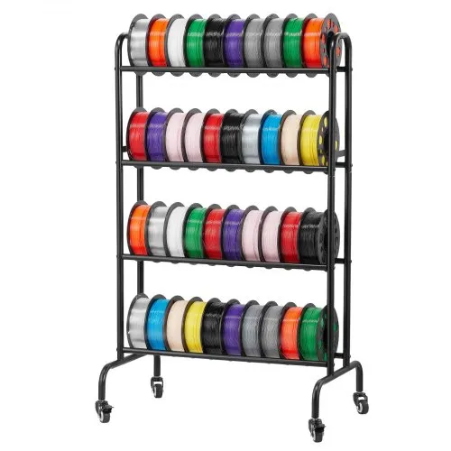 VEVOR Filament Lagerregal, 4 Ebenen, 750 x 455 x 1230 mm, Filamentspulenhalter, Metallregal mit Rädern, 3D-Druckerzubehör Organizer für 3D-Druckstudio, Büro, Werkstatt, Garage, Schwarz VEVOR Filament Lagerregal, 4 Ebenen, 750 x 455 x 1230 mm, Filamentspulenhalter, Metallregal mit Rädern, 3D-Druckerzubehör Organizer für 3D-Druckstudio, Büro, Werkstatt, Garage, Schwarz