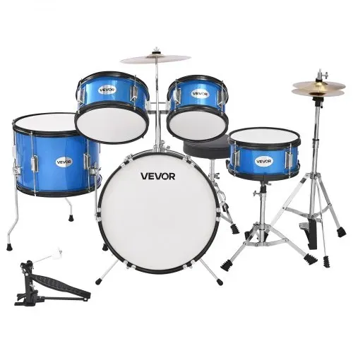 VEVOR Schlagzeug Set, 5-teilig, inkl. 40,6 cm Basstrommel, 25,4 cm Snare, 20,3 cm & 25,4 cm Tomtoms, 33 cm Standtom, 25,4 cm Crash-Becken & 20,3 cm Hi-Hat, für Kinder von 6–13 Jahren, Blau – Bild 10