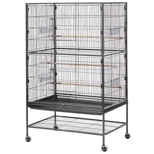VEVOR Vogelkäfig, 800x520x1320 mm, Vogelvoliere aus Schmiedeeisen mit Sitzstangen, Schale & Kunststofffutternäpfen, Rollen, Vogelhaus für Papageien, Blaumeisen, Nymphensittiche & Kanarienvögel – Bild 9