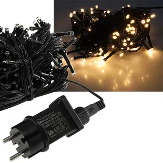 LED Aussen-Lichterkette „CT-ALK100“ 10m warmweiß, Kabel schwarz, IP44, 100 LEDs LED Aussen-Lichterkette „CT-ALK100“ 10m warmweiß, Kabel schwarz, IP44, 100 LEDs