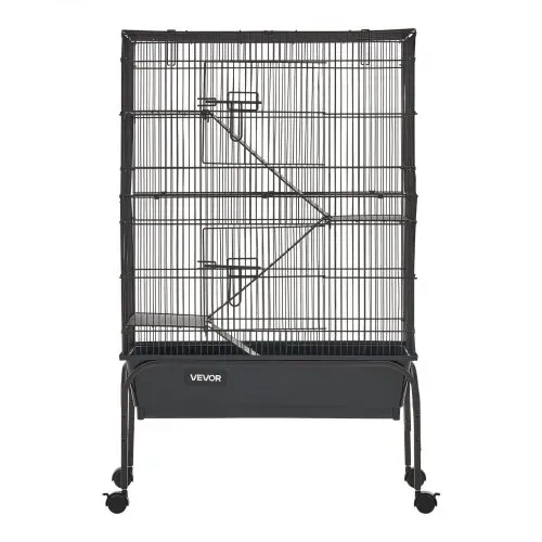 VEVOR Kleintierkäfig Metall Frettchenkäfig Kleintiergehege 63x36x101 cm, Frettchen Chinchillas Gleithörnchen Meerschweinchen & Kaninchen 3-Stöckig 13,97 mm Drahtabstand Feststellbare Schwenkrolle – Bild 8