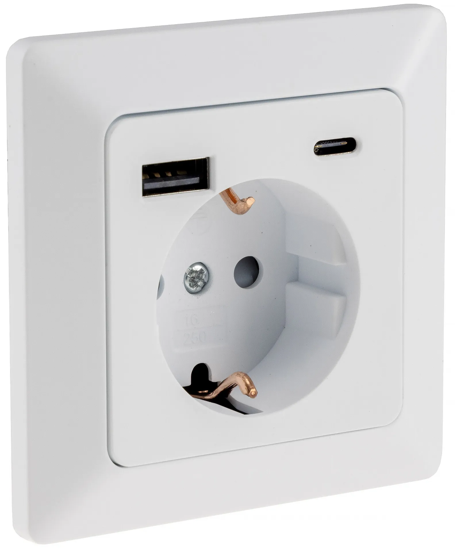 MILOS Schutzkontakt-Steckdose, matt weiß 230V~/ 16A, Unterputz, USB-A/C PD 3.0 MILOS Schutzkontakt-Steckdose, matt weiß 230V~/ 16A, Unterputz, USB-A/C PD 3.0