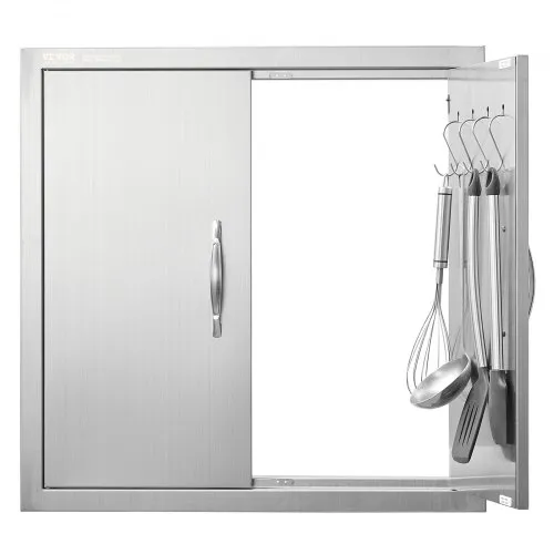 VEVOR Grill-Zugangstür, 610 x 610 mm, Doppelte Außenküchentür, Flächenbündig Montierte Edelstahltür, Doppelwandige vertikale Tür mit Griffen und Haken, für Grillinsel, Grillstation, Außenschrank VEVOR Grill-Zugangstür, 610 x 610 mm, Doppelte Außenküchentür, Flächenbündig Montierte Edelstahltür, Doppelwandige vertikale Tür mit Griffen und Haken, für Grillinsel, Grillstation, Außenschrank