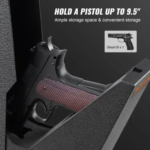 VEVOR Waffentresor Pistolentresor Wandmontiert, 1 Pistole Pistolentresor Fingerabdruck, Schlüssel oder Passwort Waffensafe Kaltgewalzter Stahl, 370 x 190 x 86 mm Waffenschrank Wandtresor – Bild 2