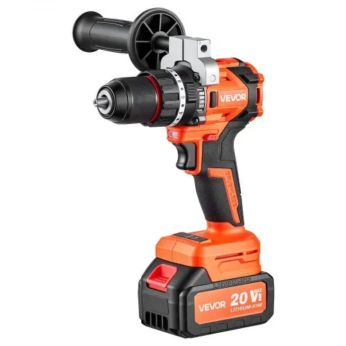 VEVOR Akku-Schlagbohrschrauber 20V 12,7 mm 26000 IPM 500 U/min/2.000 U/min, zum Bohren in Holz & Metall sowie zum Schrauben, 4000-mAh-Lithium-Ionen-Akku & Ladegerät, mit Ganzmetall-Bohrfutter, 90 Nm – Bild 9