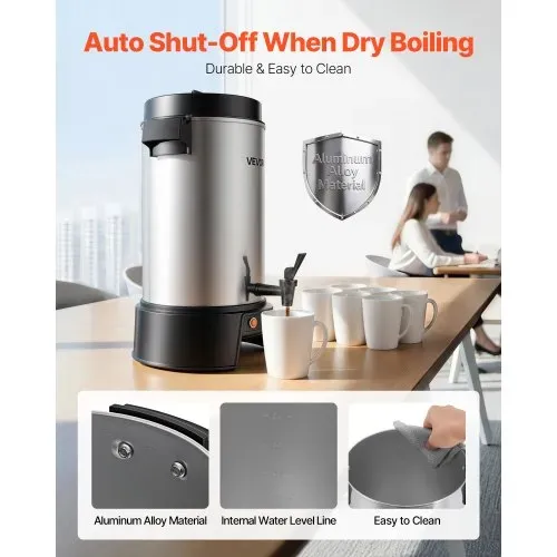 VEVOR Gewerblicher Heißgetränkespender für Kaffee 6,3 L 42 Tassen 1190 W, Heißwasserspender mit Tropffreiem Wasserhahn, Automatischer Temperaturregelung, für Catering, Partys, Kirchen und Restaurants – Bild 5