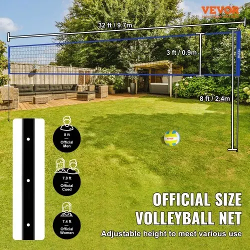 VEVOR Volleyballnetz Höhenverstellbares Volleyballnetz Set, 9,7 x 2,4 m Tragbarer Beachvolleyball-Netz, Blau Volleyballnetz Faltbare Volleyballnetz mit Volleyball & Tragetasche, für Garten, Strand VEVOR Volleyballnetz Höhenverstellbares Volleyballnetz Set, 9,7 x 2,4 m Tragbarer Beachvolleyball-Netz, Blau Volleyballnetz Faltbare Volleyballnetz mit Volleyball & Tragetasche, für Garten, Strand