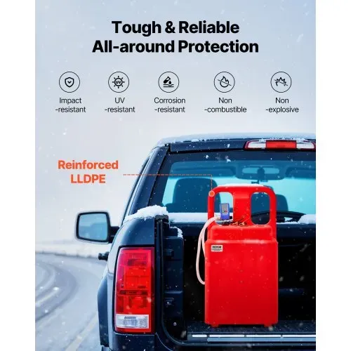 VEVOR Kraftstofftrolley, 121 L, Kraftstoffkanister mit 9,46 L/min elektrischer Kraftstofftransferpumpe, 1,2 m Förderschlauch & Auto-Stop-Sensordüse, Tankadapter, geeignet für Diesel & Benzin, rot – Bild 3
