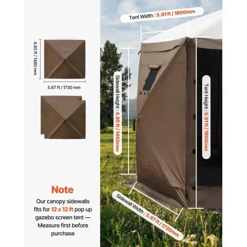 VEVOR 3x Seitenwände für Pavillon Seitenteile, 1,73 x 1,48 m, Wasserfeste Seitenplanen mit Sonnenschutz PU-Beschichtung, Seitenwand inkl. 1 Fenster für Faltpavillon Partyzelt Outdoor-Events, Braun VEVOR 3x Seitenwände für Pavillon Seitenteile, 1,73 x 1,48 m, Wasserfeste Seitenplanen mit Sonnenschutz PU-Beschichtung, Seitenwand inkl. 1 Fenster für Faltpavillon Partyzelt Outdoor-Events, Braun