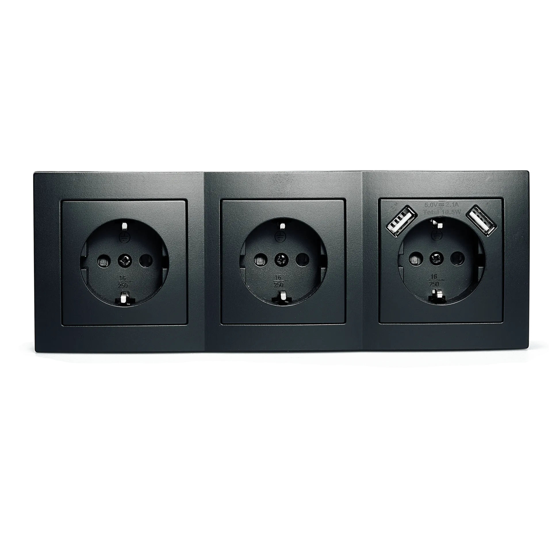 Steckdosenblock McPower ''Flair'' Aufbau, matt schwarz, 3-fach Schutzkontakt + USB – Bild 2