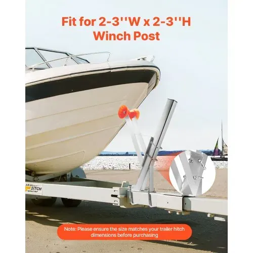 VEVOR Bootsanhänger-Sitz mit Rolle, 50,8–76,2 mm Windenpfosten, Windstand mit orangefarbener TPU-Rolle & U-Bolzen, geeignet für Jetski, Segelboot, Fischerboot, Schnellboot (verzinkt), Silber – Bild 2