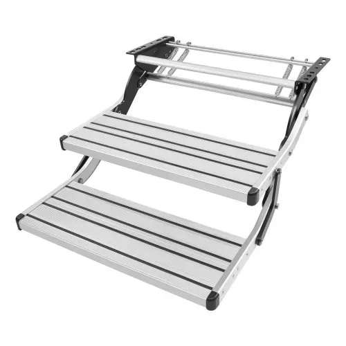 VEVOR Einziehbare Wohnmobiltreppe (2 Stufen), Wohnmobiltrittstufen mit 199,58 kg Tragkraft, Teleskopisch Klappbare Einstiegstreppe aus Aluminiumlegierung, Rutschfester Stahlrahmen für Wohnwagen – Bild 8