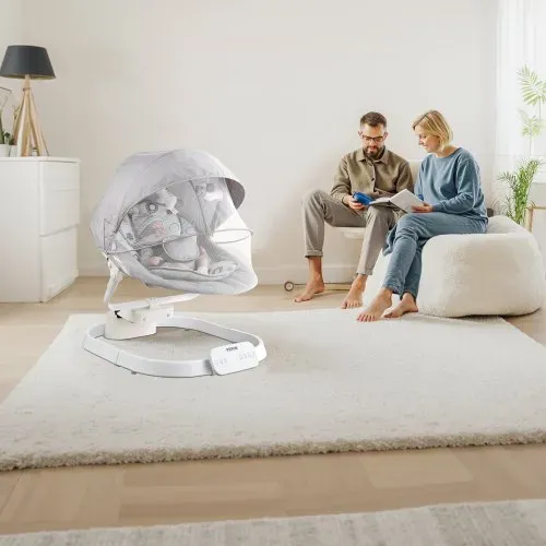 VEVOR Babyschaukel, Babywippe mit 3 Geschwindigkeiten & 3 Sitzpositionen, IMD-Touchpanel, Fernbedienung, Bluetooth & 10 voreingestellten Liedern, für Kinder im Alter von 0–9 Monaten bis zu 9 kg – Bild 7