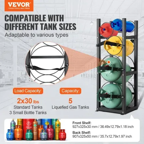 VEVOR Kältemitteltankgestell, mit 2 x 30 lbs und Weiteren 3 Kleinen Flaschentanks, Zylindertankgestell 12,79 x 12,99 x 47,12 Zoll, Kältemittelzylindergestell und Halterungen für Freon, Gase VEVOR Kältemitteltankgestell, mit 2 x 30 lbs und Weiteren 3 Kleinen Flaschentanks, Zylindertankgestell 12,79 x 12,99 x 47,12 Zoll, Kältemittelzylindergestell und Halterungen für Freon, Gase