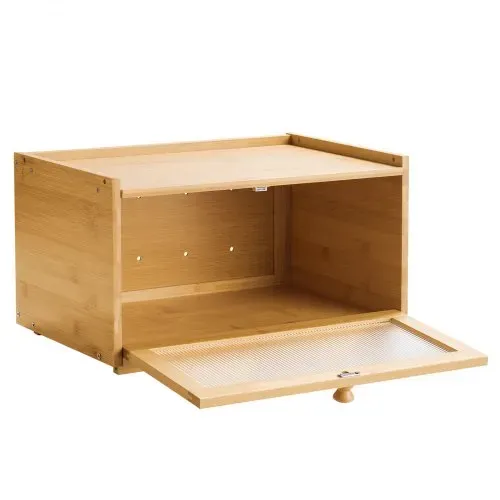 VEVOR Brotkasten für Küchentheke Brotbehälter Brotbox Brot-Organizer aus Holz für selbstgebackenes Brot, Aufbewahrungsbehälter mit gewellter Acryl-Türplatte, Brotaufbewahrung Natur – Bild 9