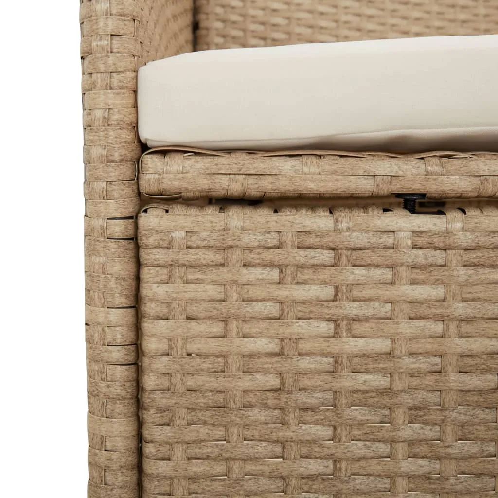vidaXL 3-tlg. Garten-Essgruppe mit Kissen Beige Poly Rattan – Bild 7