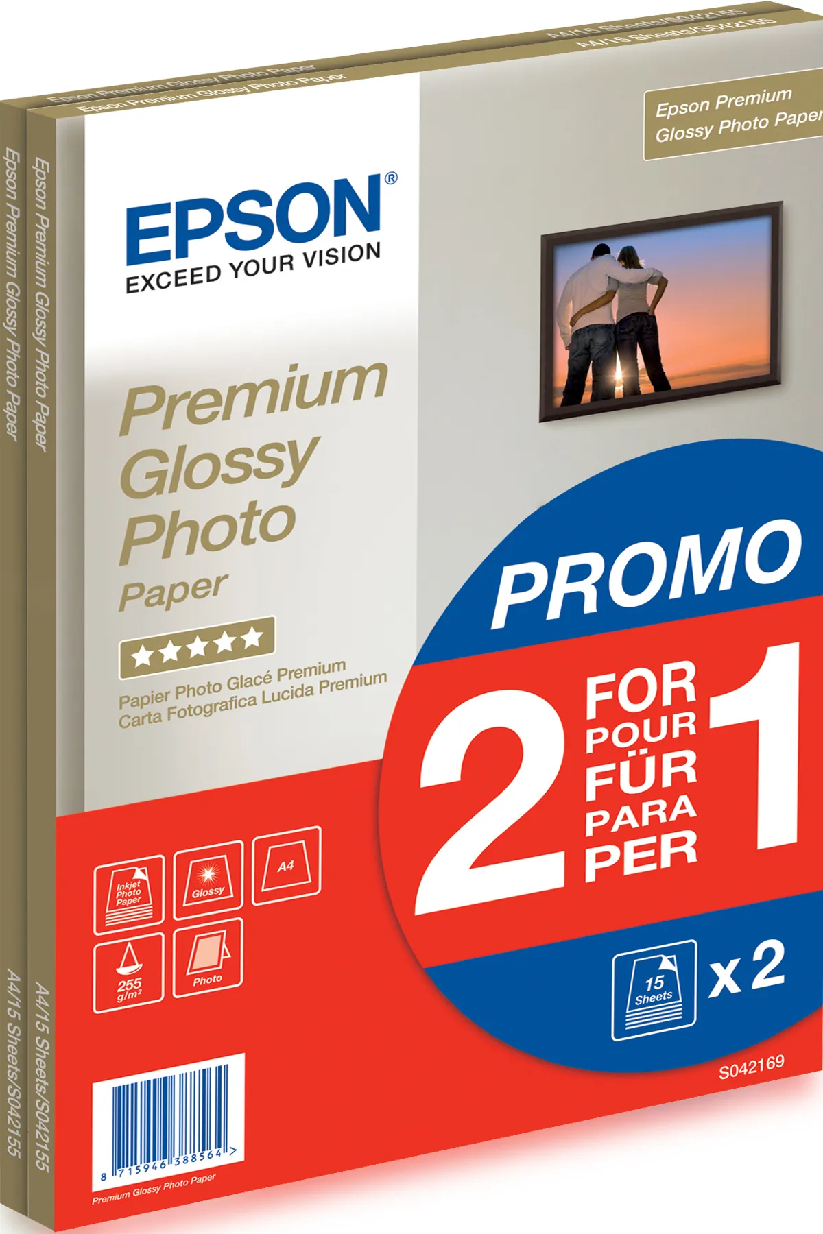 Epson Premium Glossy Photo Paper – A4 – 2x 15 Blätter Epson Premium Glossy Photo Paper – A4 – 2x 15 Blätter