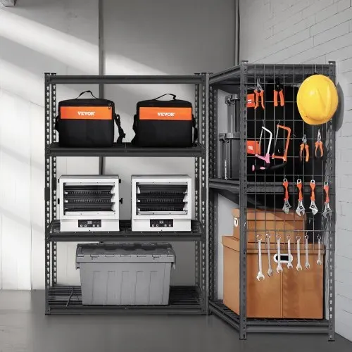 VEVOR Lagerregale, 1096 kg, 4-stufiges Schwerlastregal für die Garage, 508 x 1016 x 1524 mm, verstellbare Metallregale für Industrieregale, Garagenregal, Kellerregal für Küche, Lager, Keller, schwarz – Bild 7