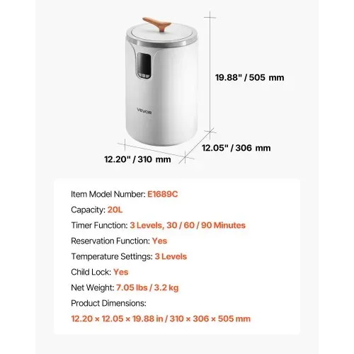 VEVOR Handtuchwärmer Eimer Wärmegerät 20 L mit LED-Anzeige & Einstellung (Timer & Temperatur) & Sicherheitsschloss, Towel Warmer für Badezimmer Waschküche Boden, zum Wärmen von Decken, Pyjamas – Bild 6