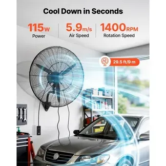 VEVOR 115W Industrieller Wandventilator 81 cm, 5,9 m/s Oszillierender Wandlüfter mit 3 Stufen Verstellbarem Winkel & Nebel, Gewerblicher Industrieventilator für Werkstatt Garage Lager Gym, Schwarz VEVOR 115W Industrieller Wandventilator 81 cm, 5,9 m/s Oszillierender Wandlüfter mit 3 Stufen Verstellbarem Winkel & Nebel, Gewerblicher Industrieventilator für Werkstatt Garage Lager Gym, Schwarz