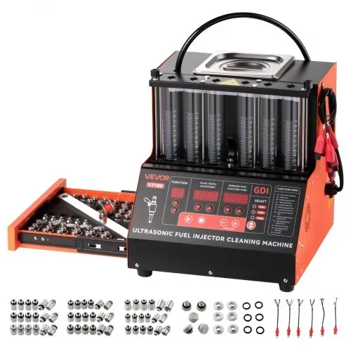 VEVOR Einspritzdüsenreiniger-Tester 9 Testmodi, 6-Zylinder-Ultraschallreinigungsgerät 28 kHz, Einstellbar auf 12/70/120 V für EFI/FSI/GDI, Einspritzdüsenreiniger mit Ablassventil für Auto – Bild 8