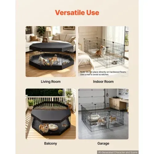 VEVOR Welpenauslauf Hundelaufstall Metall 61cm 8-tlg. Deckel & Bodenmatte, Spielplatz für Kleine Hunde Katzen & Andere Kleintiere Faltbar Durch die Verschiedenen Formen Vielfältig Einsetzbar – Bild 5