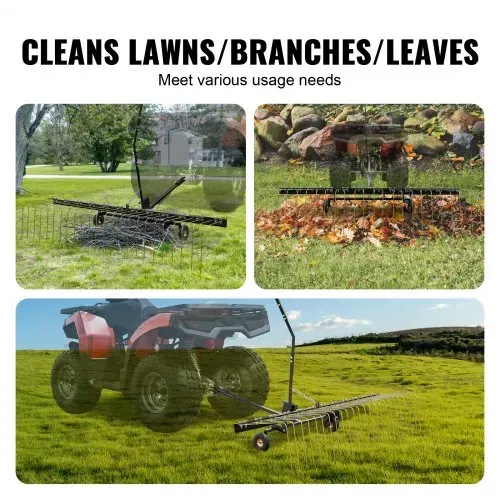 VEVOR Vertikutierer, 60-Zoll-Vertikutierer mit 24 Stahlzinken, Rasenvertikutierer für ATV oder Mäher, Rasenrechen mit Hebegriff für Laub, Tannennadeln und Gras – Bild 5