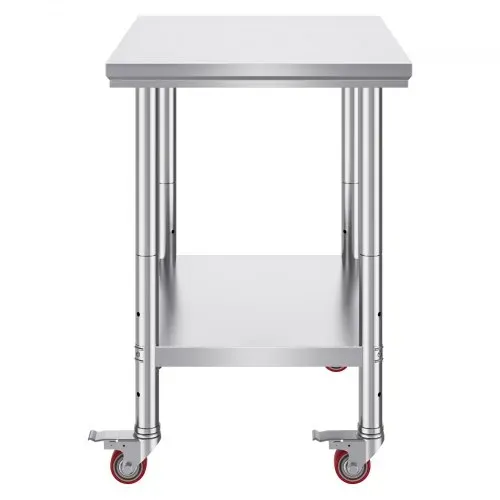 VEVOR Arbeitstisch 76 x 60 x 85 cm Edelstahl Catering Arbeitstisch Belastbarkeit 317 kg, Lebensmittel Zubereitungstisch mit Nachlauf gewerblicher Küchentisch für Küche Bar rollbar – Bild 10