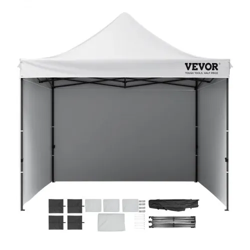 VEVOR Pavillon 304,8x304,8x320cm Gartenzelt 500D PU-Silber-Gewebe Faltpavillon höhenverstellbar inkl. Aufbewahrungstasche Partyzelt 6-8 Personen Pop up Zelt Weiß Gartenpavillon für Campingausflug – Bild 8