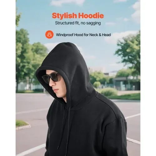 VEVOR Kapuzenpullover Damen, Hoodie Größe L, Fleece, langärmlig, Basic-Pullover mit Kapuze, warm & hautfreundlich, praktisch & trendig, Sweatshirt mit großer Tasche für Herbst & Winter, Schwarz – Bild 2