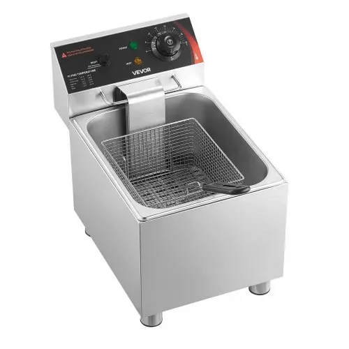 VEVOR Gewerbliche Elektrische 1-Becken-Fritteuse 7,5 L Ölfassungsvermöge, 2500 W Edelstahl-Tischfritteuse mit Frittierkorb, Deckel, Temperaturregelung und Verstellbaren Füßen, für Restaurant, Imbiss – Bild 10
