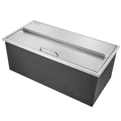 VEVOR 95,66 L Drop-in-Eisbox, 913 x 456 x 358 mm Edelstahl-Eiskühler, Kommerzieller Eisbehälter mit Schiebedeckel, Eingebaute Eisspeichertruhe, Abflussrohr & Ablassstopfen im Lieferumfang Enthalten – Bild 10