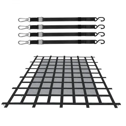 VEVOR Frachtnetz, 183 x 145 cm, LKW-Ladeflächennetz, 4 verstellbare Gurte mit Karabinern & S-Haken, Transportnetz verschleißfest & wetterfest, Gepäcknetz geeignet für Pickup, LKW, Jeep, SUV, Boot – Bild 9