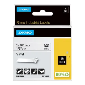 DYMO Rhino-Industrie-Vinyletiketten | 12 mm x 5,5 m | schwarz auf weiß | selbstklebendes Schriftband | für Rhino und LabelManager Beschriftungsgerät DYMO Rhino-Industrie-Vinyletiketten | 12 mm x 5,5 m | schwarz auf weiß | selbstklebendes Schriftband | für Rhino und LabelManager Beschriftungsgerät