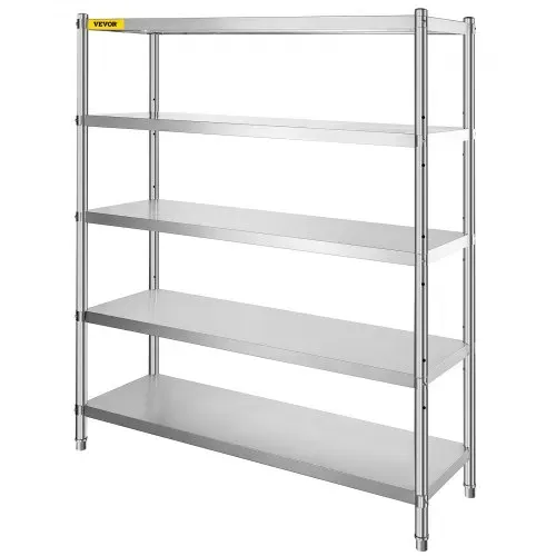 VEVOR Lagerregal, 5-stufiges Lagerregal, Garagenregal aus Edelstahl, 180 x 45 x 180 cm, Robustes Lagerregal, 748 kg Gesamtkapazität mit verstellbarer Höhe, Lagerregale Küchenregale Ladung Regale – Bild 8