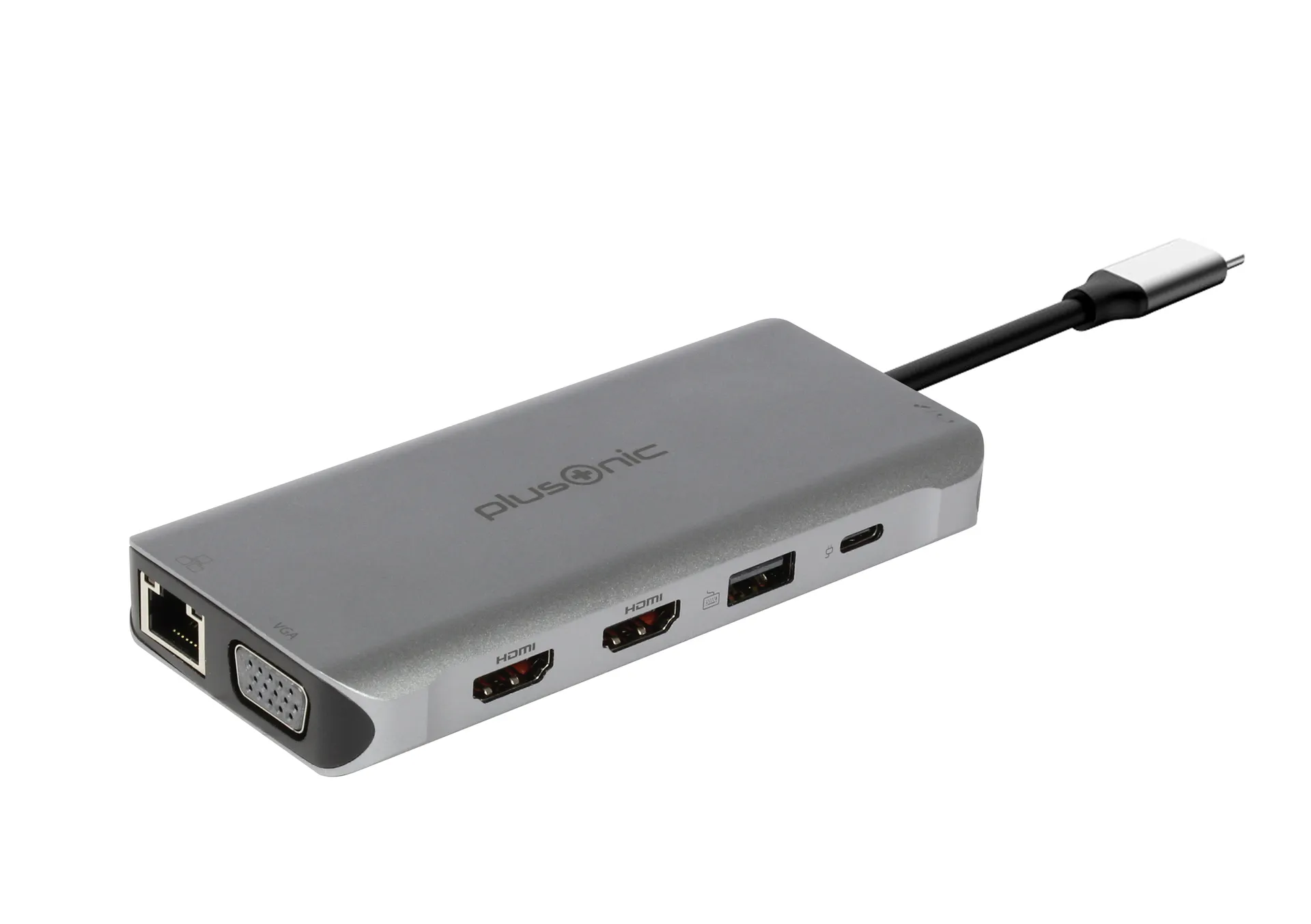 Plusonic USB-C Docking Adapter/Hub 8in1 with HDMI/VGA/LAN/USB Plusonic USB-C Docking Adapter/Hub 8in1 with HDMI/VGA/LAN/USB
