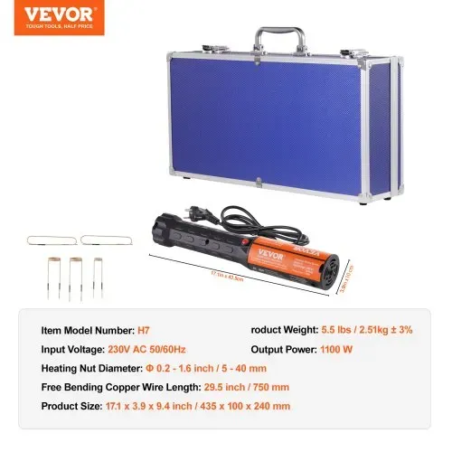 VEVOR magnetisches Induktionsheizgerät-Set, 1 kW Induktionsheizgerät, Bolzen-Induktionsheizgerät mit 10 Induktionsspulen, Induktionsheizer-Bolzenentferner zum Entfernen von Bolzen und Muttern – Bild 6