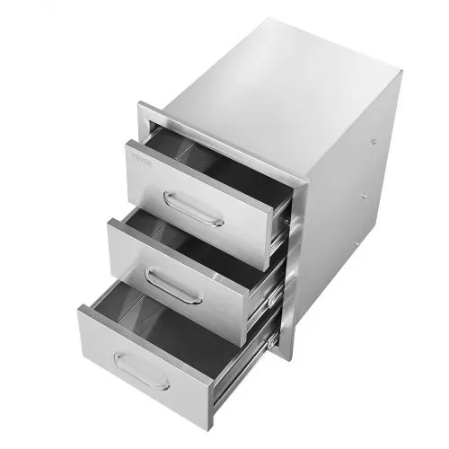 VEVOR Outdoor-Küchenschubladen flächenbündig montierte Grillschubladen mit dreifachem Zugriff und Edelstahlgriff, Grillinselschubladen für Außenküchen oder Grillinsel-Terrasse 400 x 450 x 450 mm – Bild 9