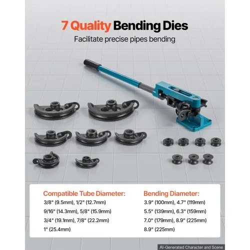 VEVOR Manueller Rohrbieger Rohrbiegegerät 10-25 mm Rohrbiegemaschine Handrohrbieger – Bild 2
