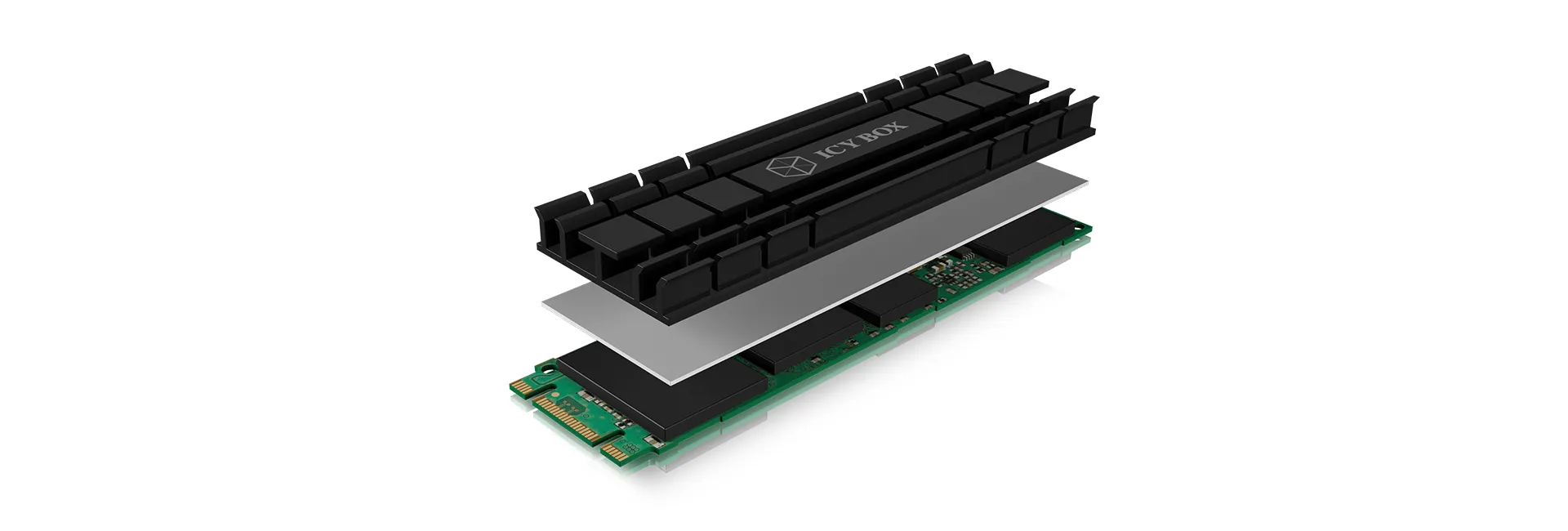 ICY BOX IB-M2HS-701, Kühlkörperset für M.2 2280 SSD, für PC/PS5, Aluminium, 5 mm dick – Bild 3