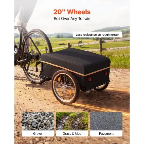 VEVOR Fahrradanhänger Lastenanhänger Faltbarer Transportanhänger 59 kg, Kohlenstoffstahl & 600D Oxford, Mit Regenschutz Deichsel & 4 Reflektoren, Für 22-28 Zoll Räder, Fahrradwagen für Transport – Bild 5
