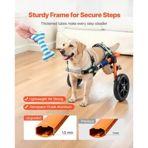 VEVOR Hunderollstuhl für Hinterbeine, Rollstuhl für Haustiere, Höhen-, Breiten- & Längenverstellbar, Hundewagen mit Stoßdämpfenden Rädern, für Verletzte & Behinderte Hunde von 15,88-21,77 kg – Bild 3