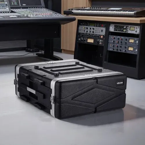 VEVOR 4U Rack-Gehäuse 480 mm, Rack-Koffer Innentiefe 468 mm, Serverschrank aus ABS-Kunststoff, Versenkte Drehverschlüsse, Abnehmbare Vorder- & Rückseite, für Verstärker Prozessoren Controller – Bild 7