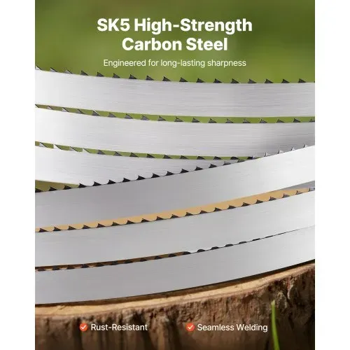 VEVOR Bandsägeblatt, 3810x19x0,5 mm, 4 ZpZ, mit 18 HRC gehärteten, scharfen Zähnen, SK5 hochfester Kohlenstoffstahl, 0,75 Zoll Breite, Ersatz für gängige Holzbearbeitungs-Bandsägen, 1 Set VEVOR Bandsägeblatt, 3810x19x0,5 mm, 4 ZpZ, mit 18 HRC gehärteten, scharfen Zähnen, SK5 hochfester Kohlenstoffstahl, 0,75 Zoll Breite, Ersatz für gängige Holzbearbeitungs-Bandsägen, 1 Set