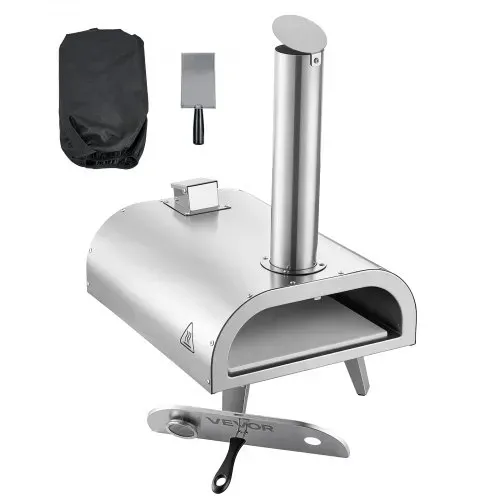 VEVOR Pizzaofen Outdoor 12 Zoll Pellet-Pizzaofen, tragbarer Pizzaofen mit eingebautem Thermometer & holzbefeuerter & Pizzastein & Schaufel & Tragetasche Pizzamaker aus Edelstahl, für Garten Camping – Bild 8