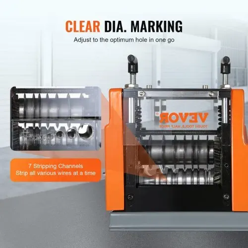 VEVOR Kabelabisoliermaschine Elektrisch φ1,5-25mm Kabelschälmaschine 60W Abisoliermaschine 7 Abisolierkanäle Abisolierzange 65-Mn-Federstahl Klinge Ideal zum Abisolieren von Kupferdraht – Bild 4